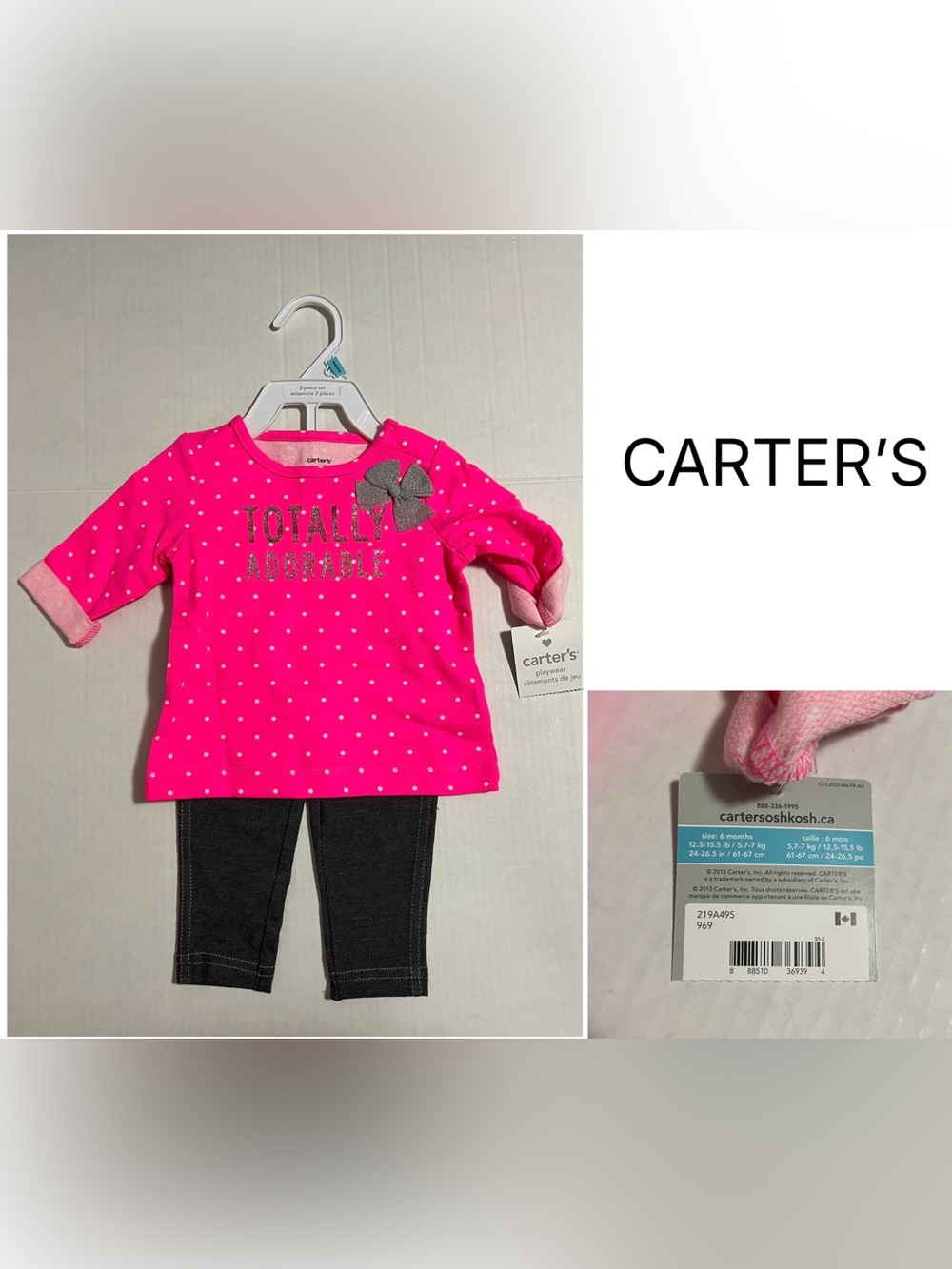 CARTER’S - 6M - NWT - INFANT GIRLS 2PC PINK AND DENIM OUTFIT